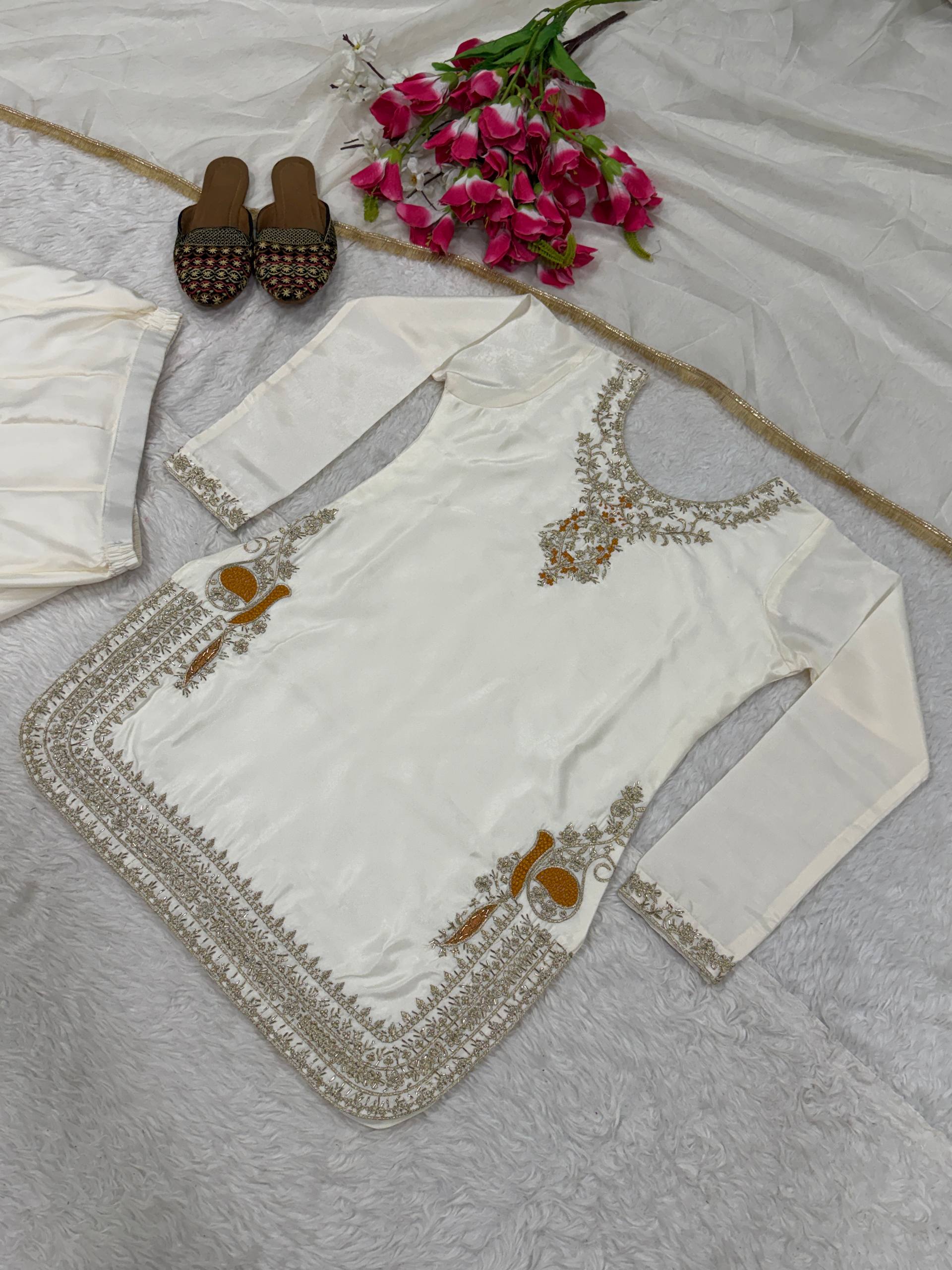 Luminous Ivory Zardozi-Crafted Suit